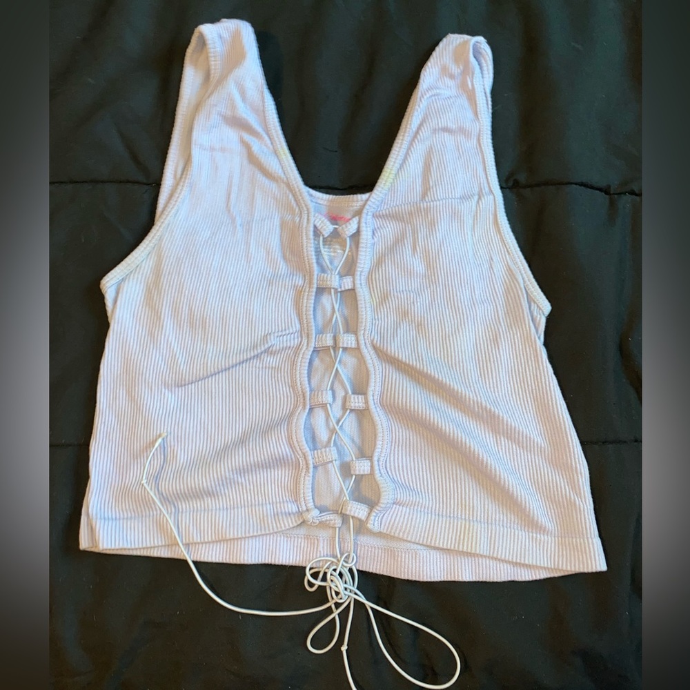 Womens Light Purple Open Front Tank Top S/M